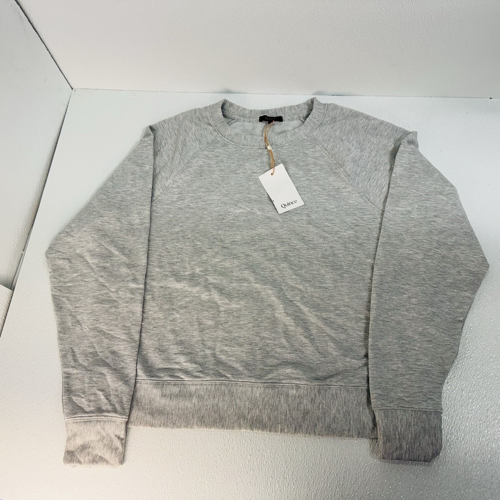 Quince SuperSoft Fleece Crew Sweatshirt, Heather Grey / Size Medium